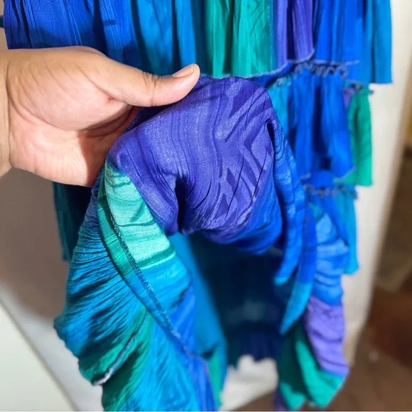 Rare Vintage 100% Rayon Art-to-Wear Tiered Ruffle Tank Maxi Dress - Picture 5 of 15